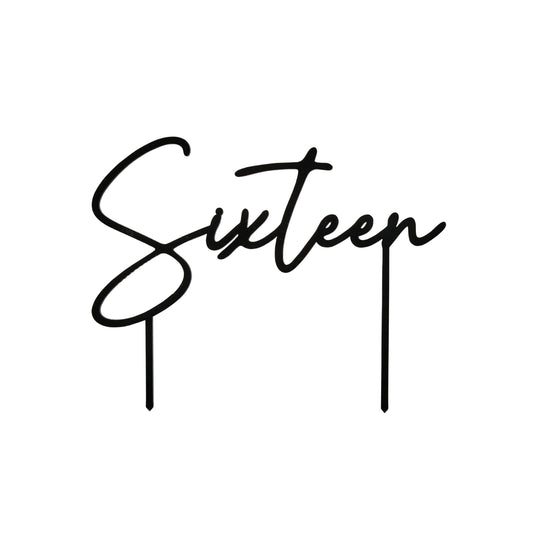 Black 'Sixteen' Acrylic Cake Topper