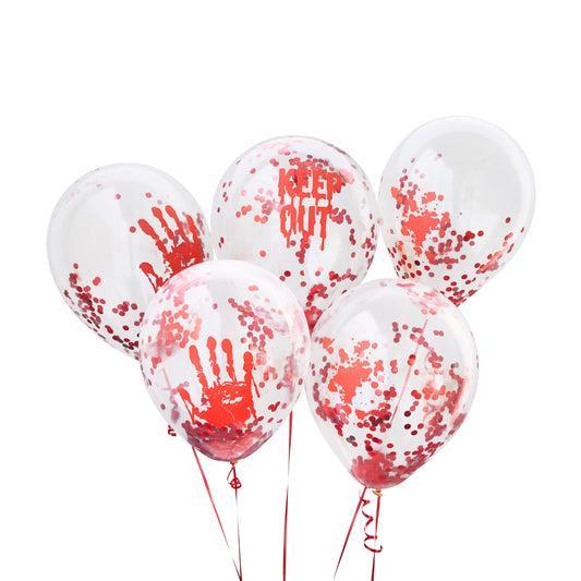 Halloween Bloody Confetti 12" Latex Balloons - Pack of 5