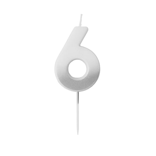 Silver Ombre Number '6' Candle