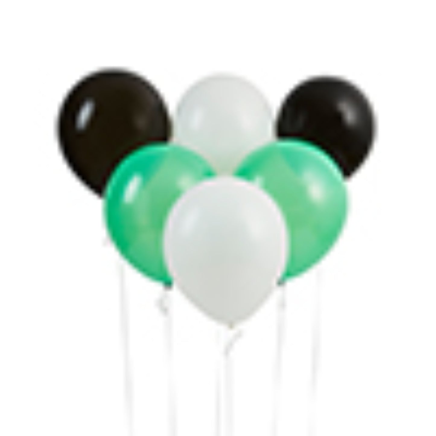 Black Green & White 12" Latex Balloons - Pack of 6