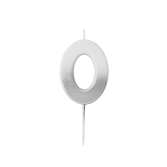 Silver Ombre Number '0' Candle