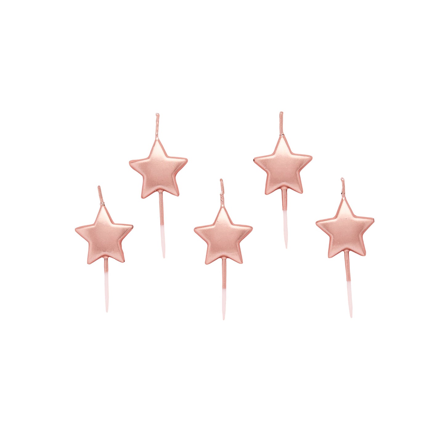 Rose Gold Metallic Star Candles - Pack of 5