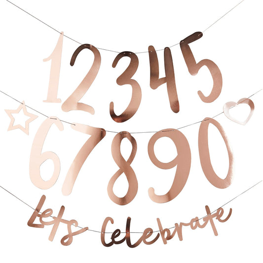 Rose Gold 'Let's Celebrate' Customisable Card Banner x2 2m