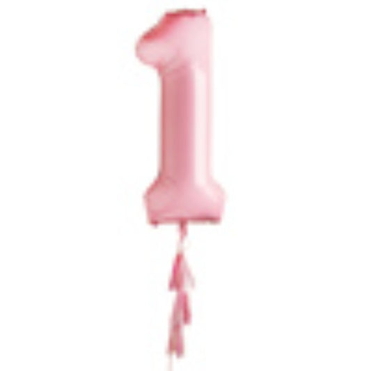 Pastel Pink '1' Foil 40" Balloon & Tassels