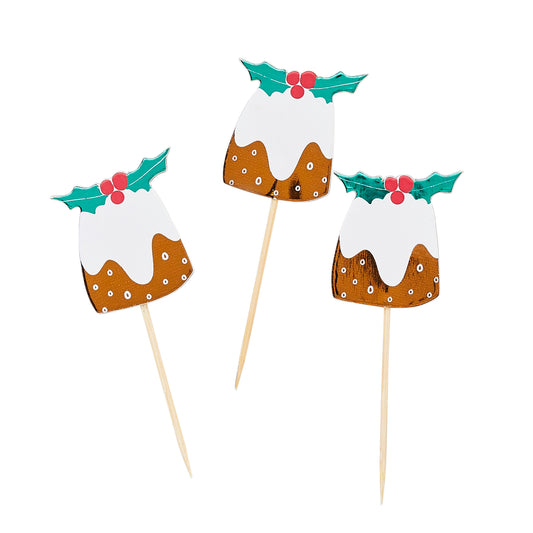Christmas Pudding Food Picks - Pack of 6