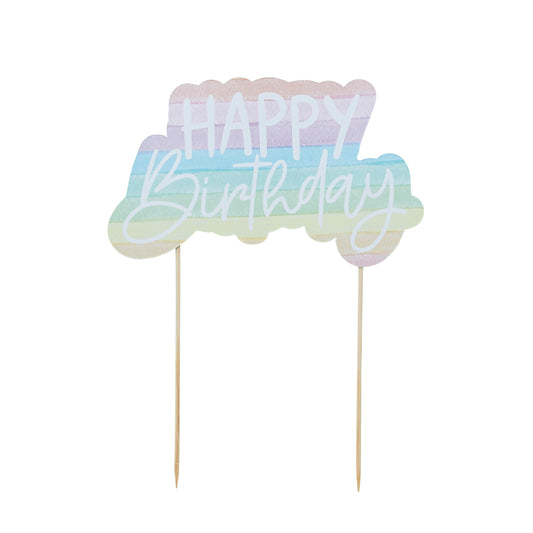 Eco Rainbow 'Happy Birthday' Card Cake Topper