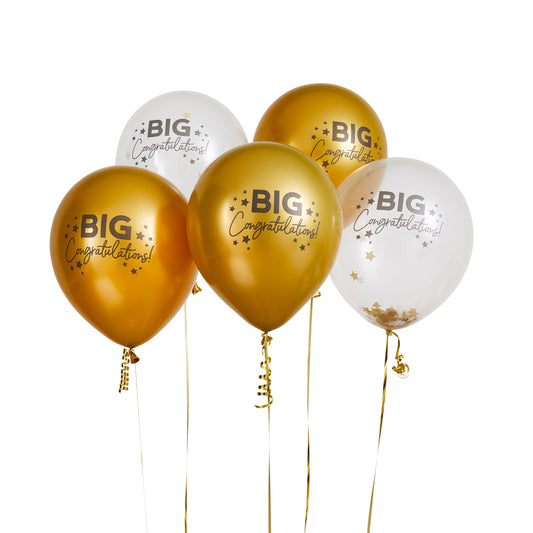 Big Congratulations 12" Latex Balloons - Pack of 5