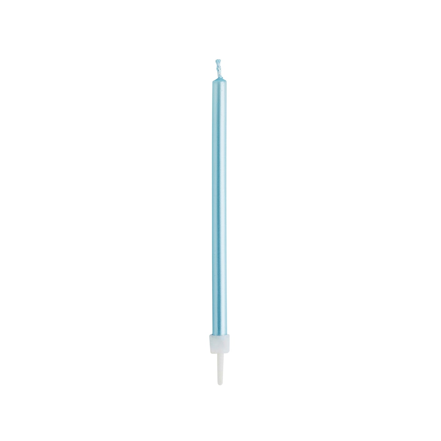 Blue Skinny Candles & Holders 12 Pack