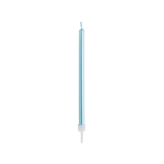 Blue Skinny Candles & Holders 12 Pack