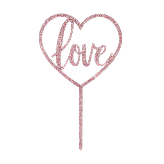 Rose Gold 'Love' Acrylic Cake Topper