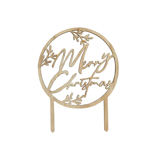 Merry Christmas Wooden Cake Topper