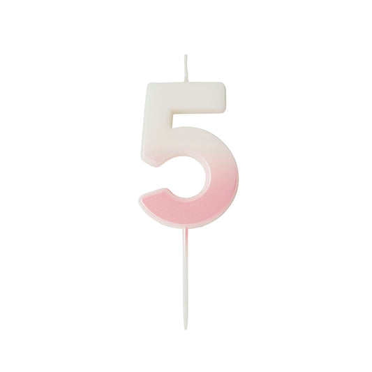 Pink Ombre Number '5' Candle