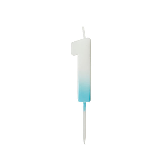 Blue Ombre Number '1' Candle