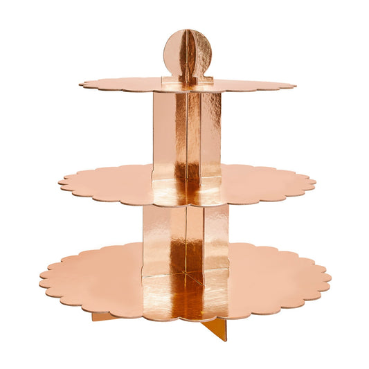 Rose Gold 3 Tier Scallop Cake Stand