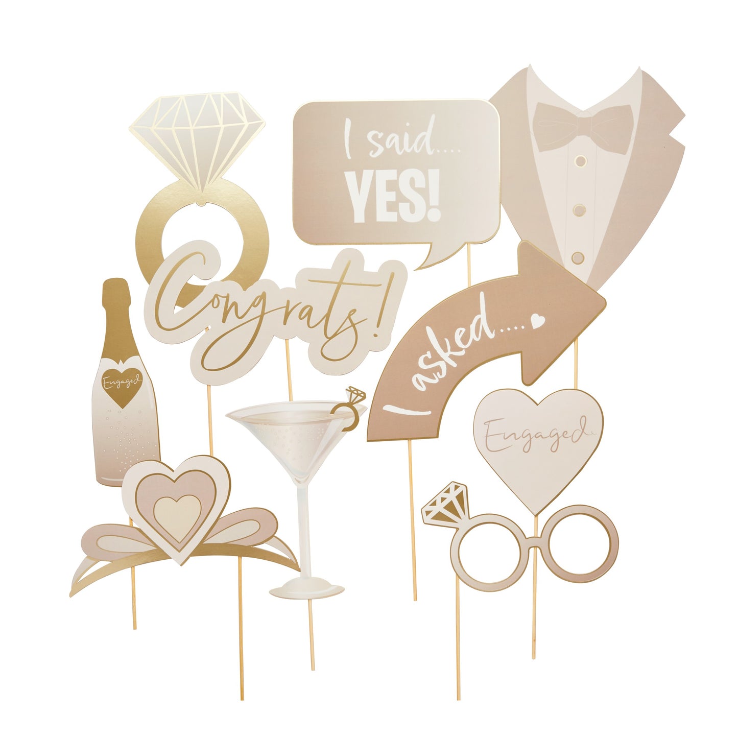 PHOTO BOOTH PROPS ENGAGEMENT 10PK