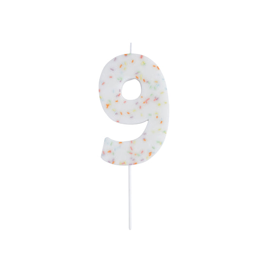 Giant Sprinkle Number '9' Candle