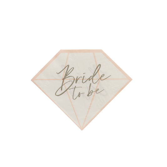 Diamond 'Bride To Be' Paper Napkins - Pack of 8