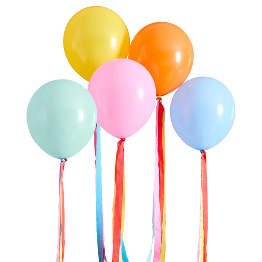 Premium Bright Latex 12" Balloons & Tassel Tails - Pack of 5