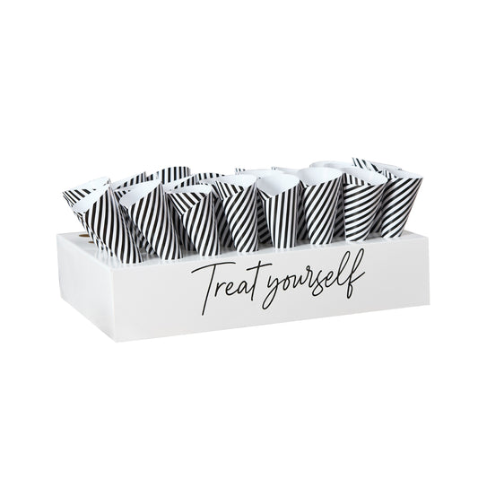 Monochrome 'Treat Yourself' Box Stand & Treat Cones - Pack of 45