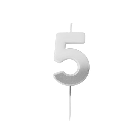 Silver Ombre Number '5' Candle