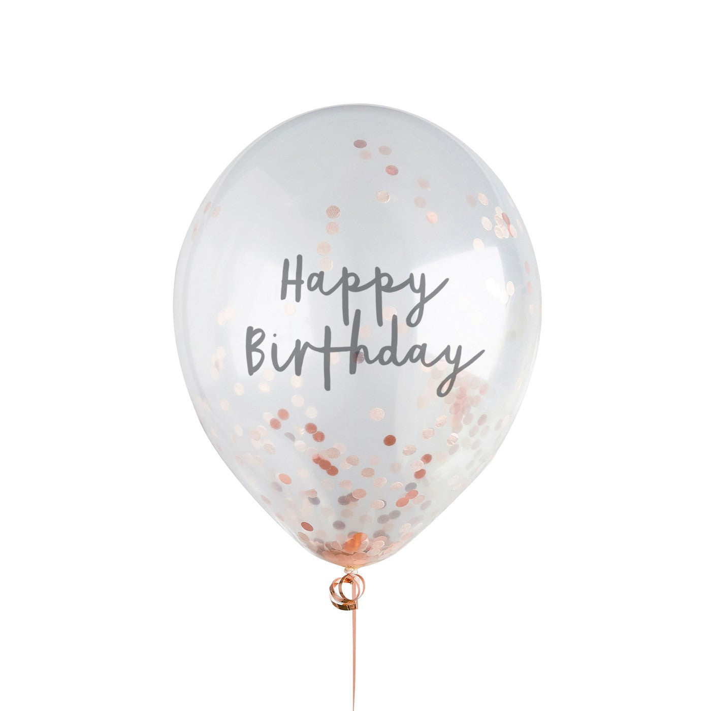 Rose Gold 'Happy Birthday' Confetti 12" Latex Balloons - Pack of 5