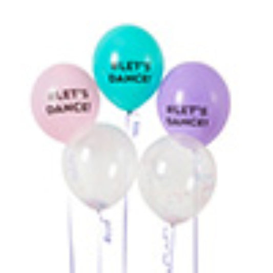 LETS DANCE LATEX BALLOONS 5PK 30CM