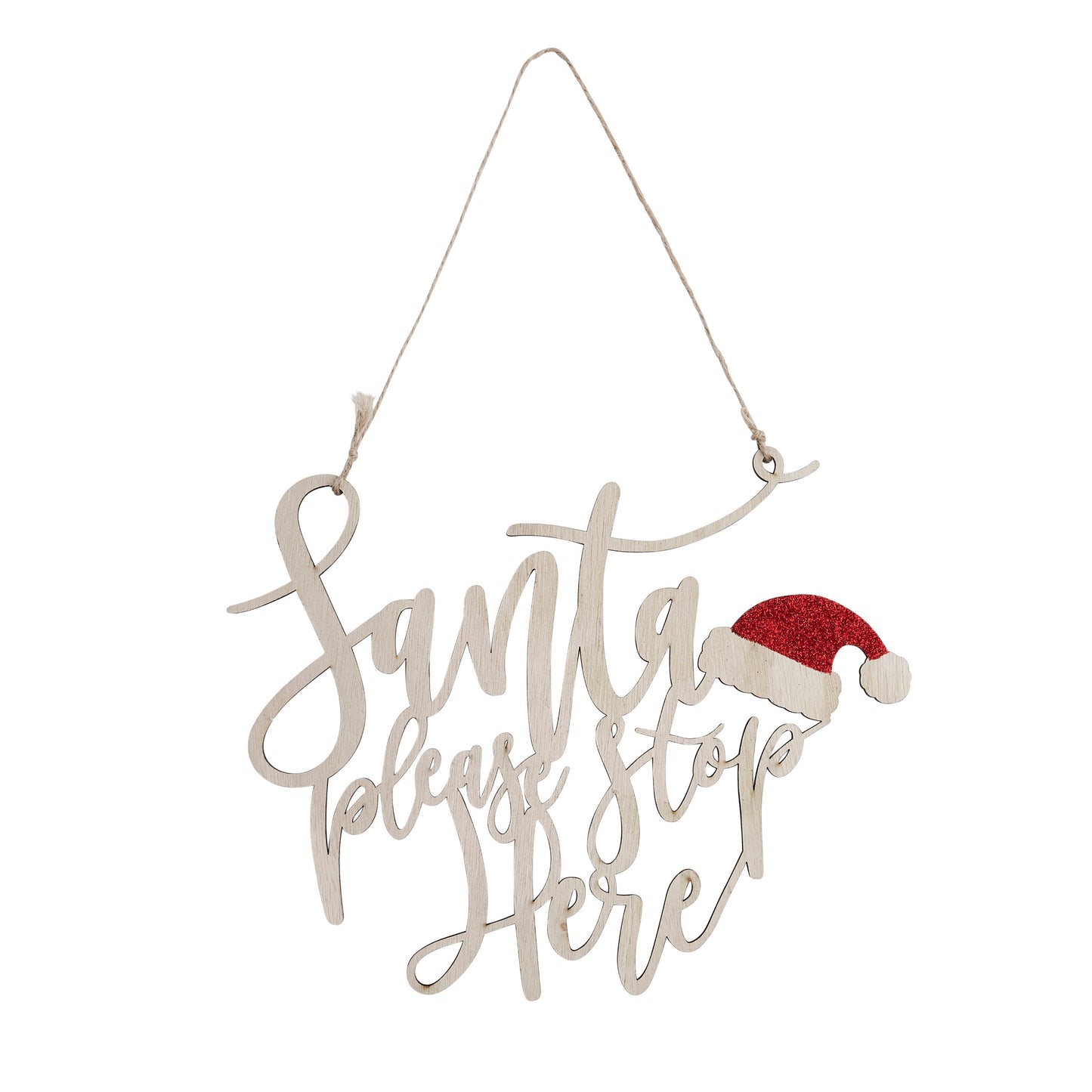 Wooden 'Santa Stop Here' Sign