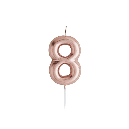 Rose Gold Number '8' Candle