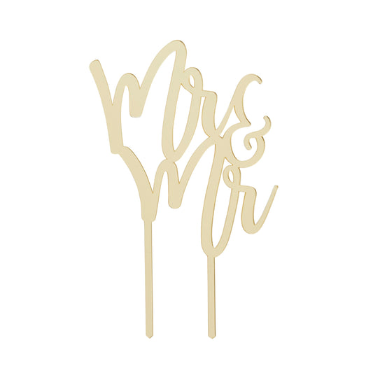 Gold 'Mr & Mr' Acrylic Cake Topper