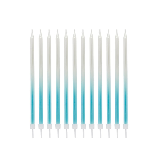 Blue Ombre Tall Skinny Candles - Pack of 12