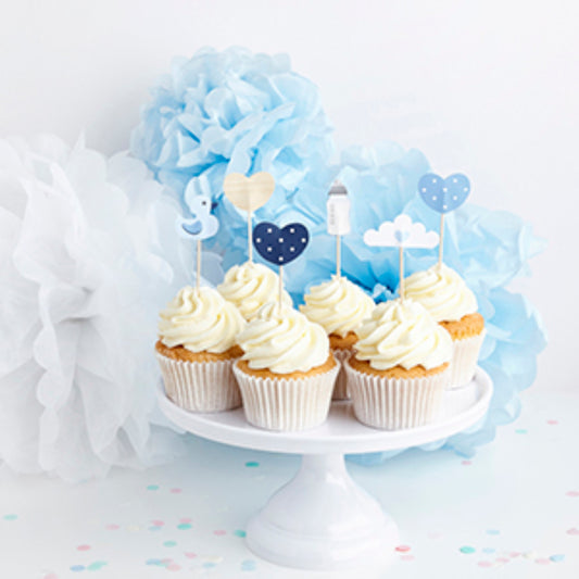 Blue Assorted Food Picks - Pack of 6