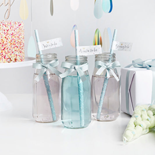 Glass Drinking Bottle with Unisex Bow