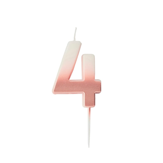 Rose Gold Ombre Number '4' Candle