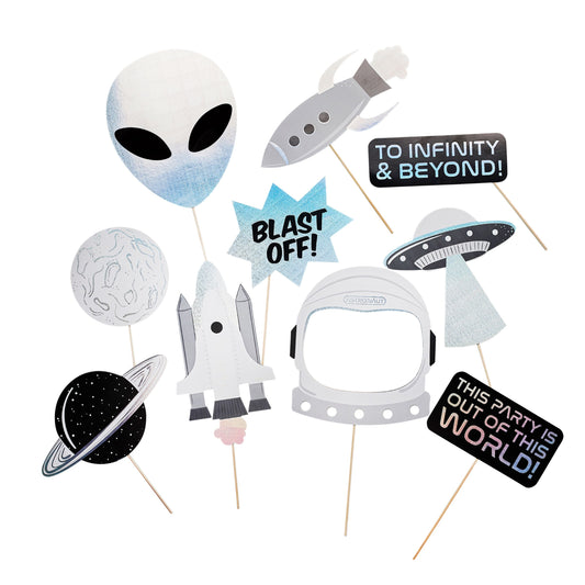 Space Party Photo Booth Props - Pack of 10