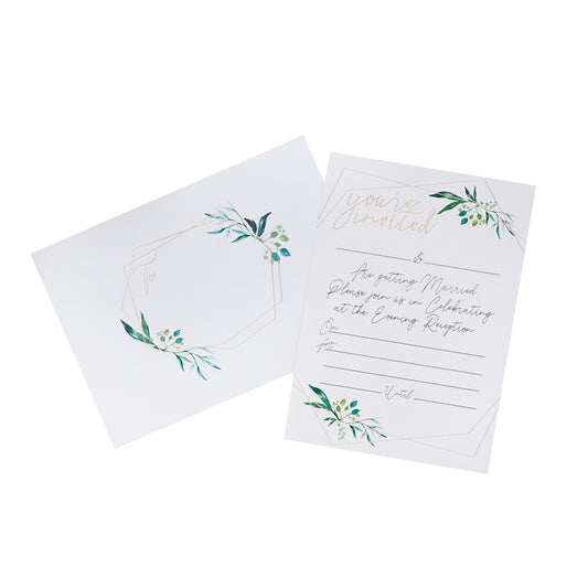 Geometric Greenery Evening Invitations & Envelopes - Pack of 25