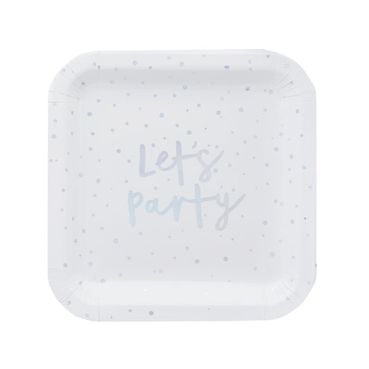 Iridescent 'Let's Party' Paper Plates - Pack of 8