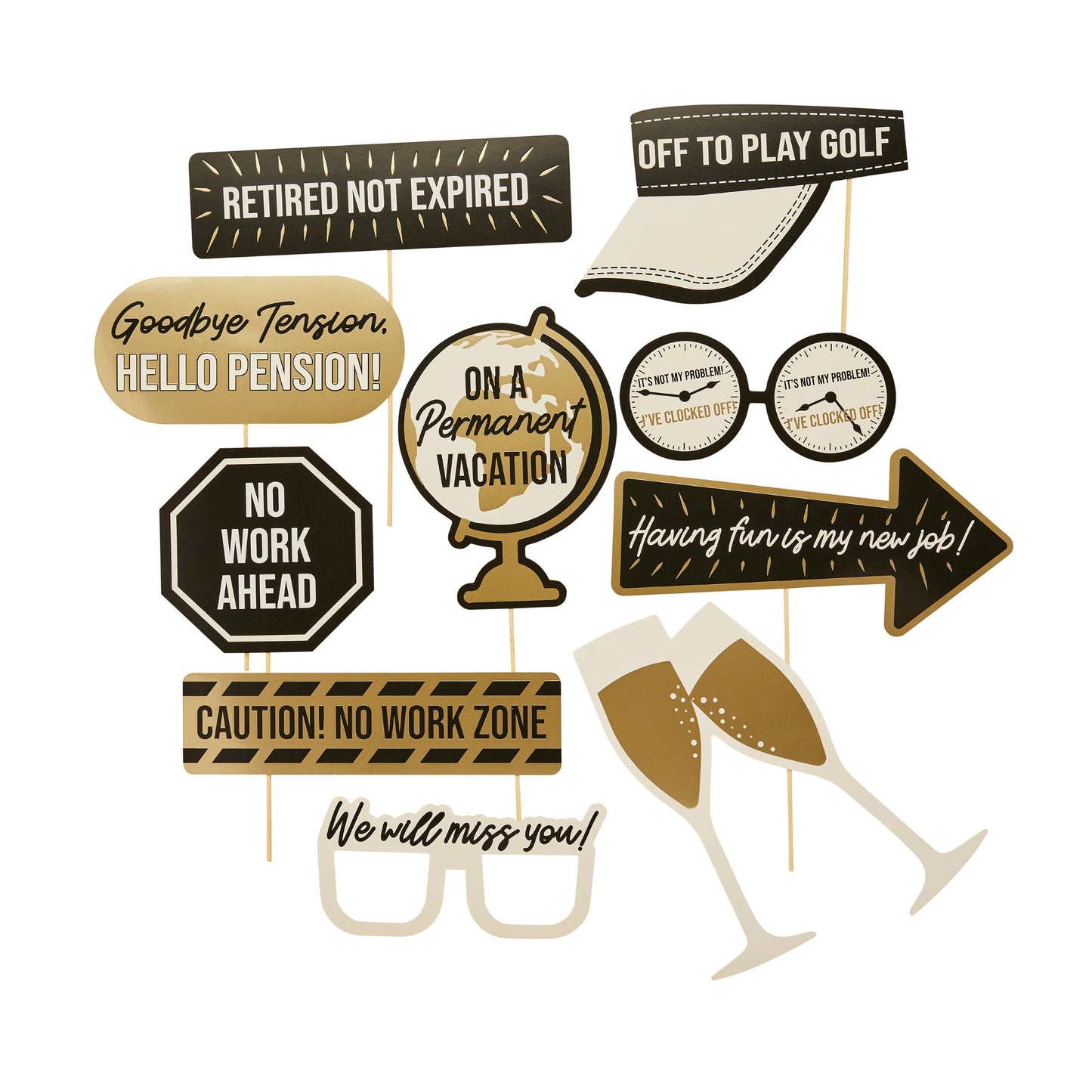 Retirement Photo Booth Props - Pack of 10