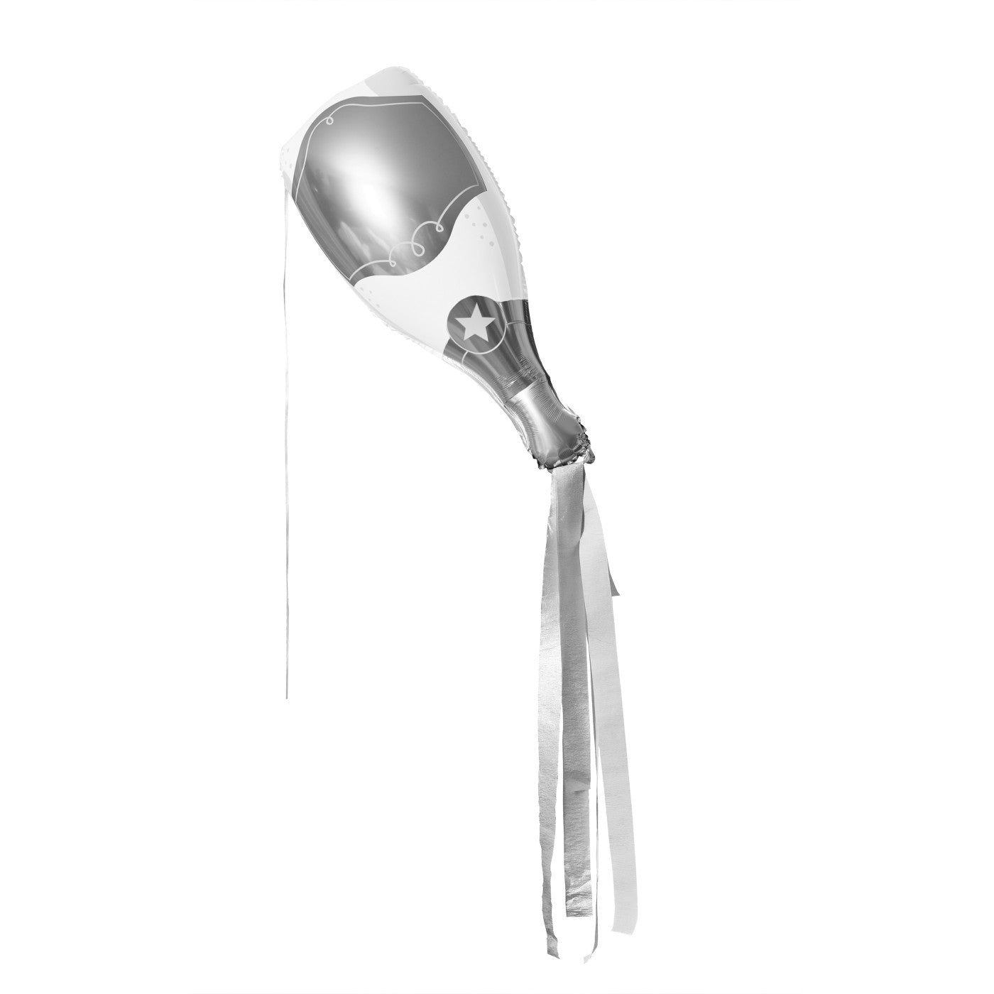 Silver & White Champagne Bottle Foil Balloon & Tassels