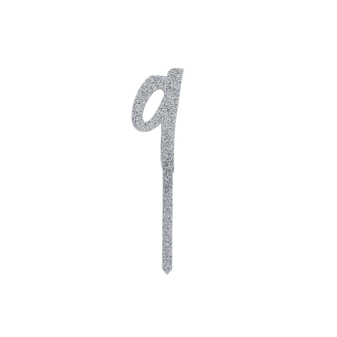Silver Number '9' Glitter Acrylic Cake Topper