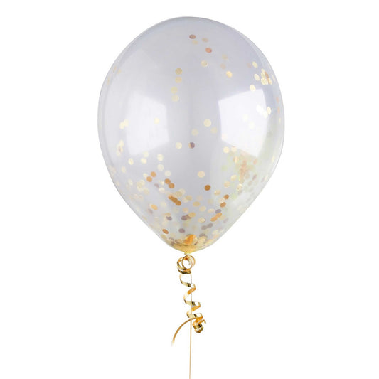CONFETTI LATEX BALLOONS 30CM 5PK GOLD
