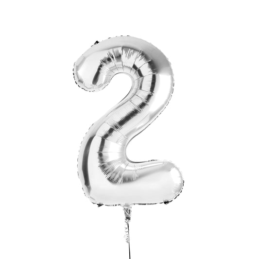 Silver Number '2' Foil 34" Balloon
