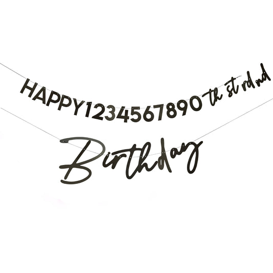 Black 'Happy Birthday' Customisable Card Banner x2 2m