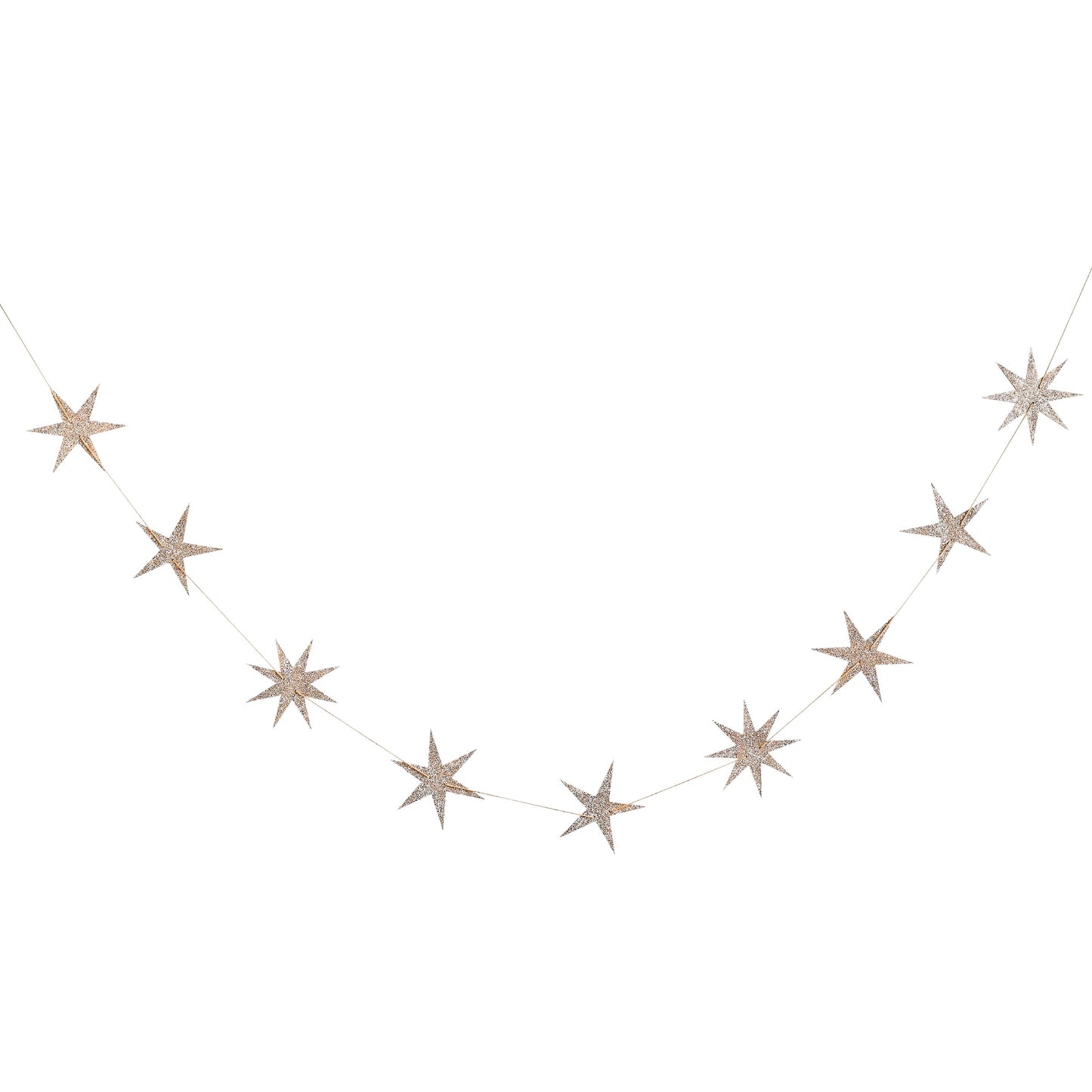 Gold Star Glitter Wood Garland 2m