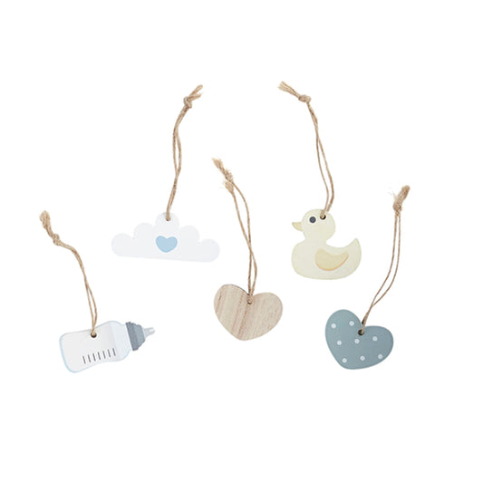 Unisex Wooden Tags Assorted - Pack of 5