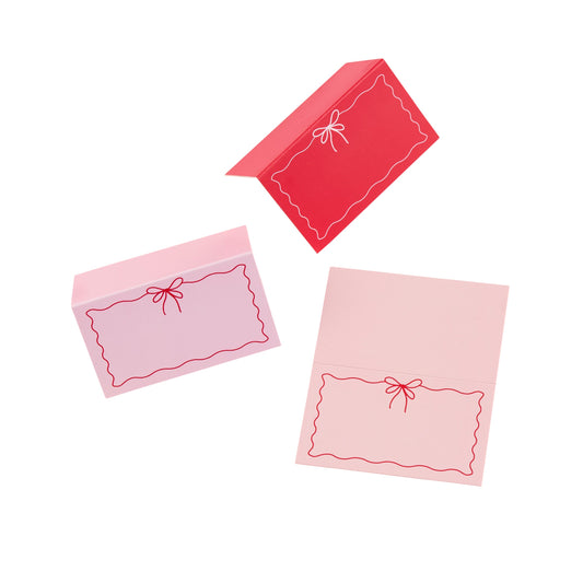 Bow Pink & Red Place Cards - Pack of 12