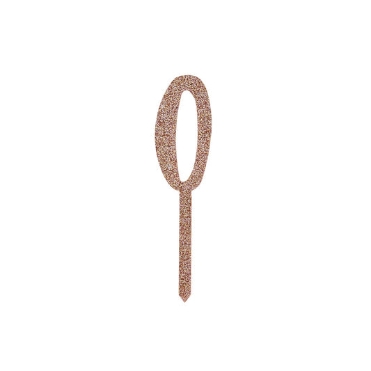 Rose Gold Number '0' Glitter Acrylic Cake Topper