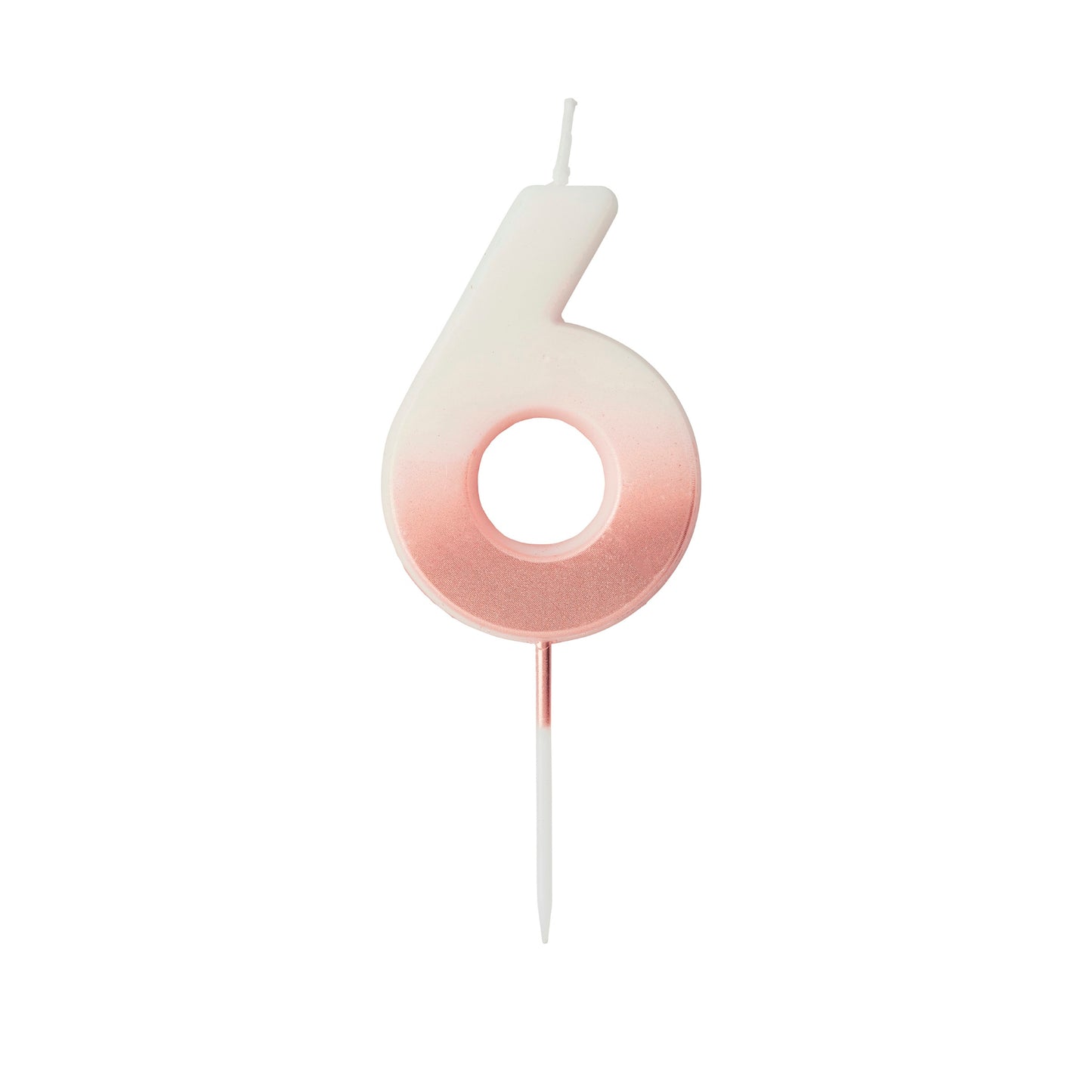 Rose Gold Ombre Number '6' Candle