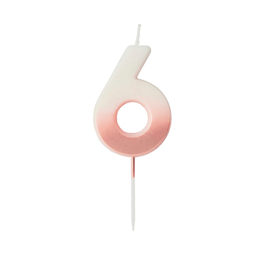 Rose Gold Ombre Number '6' Candle