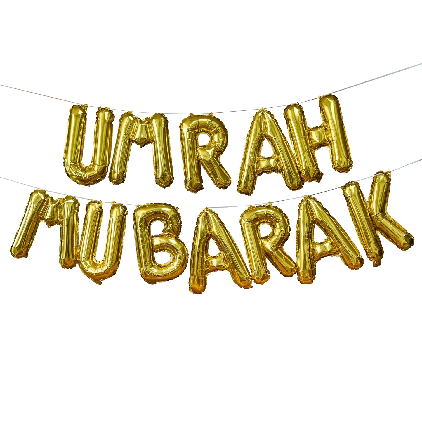 Gold 'Umrah Mubarak' 16" Foil  Balloon Garland