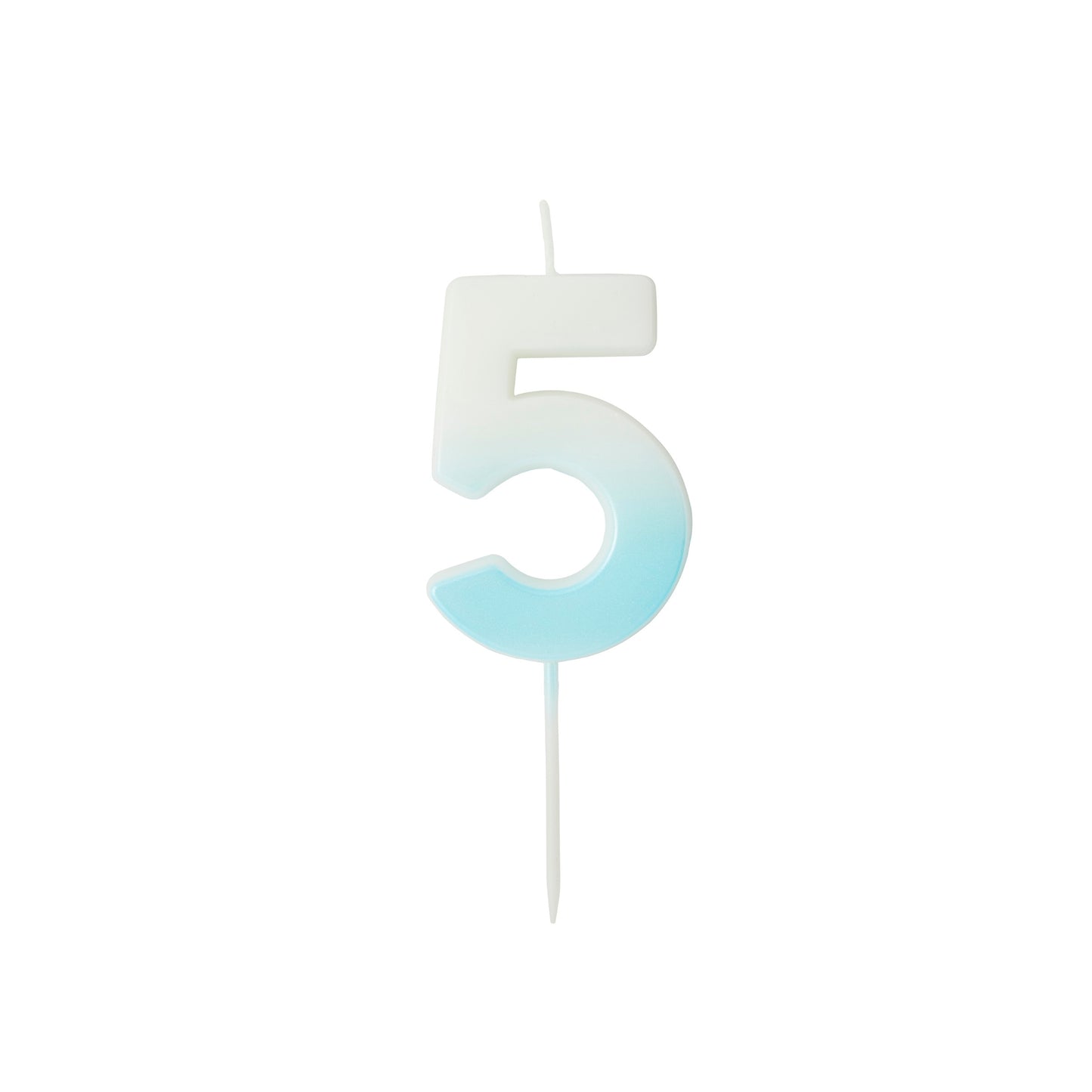 Blue Ombre Number '5' Candle